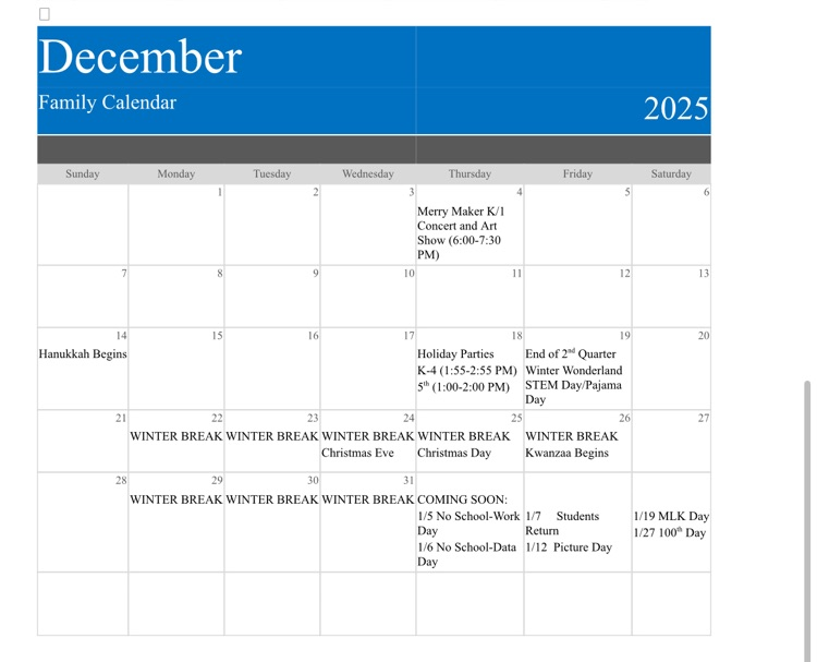 December calendar
