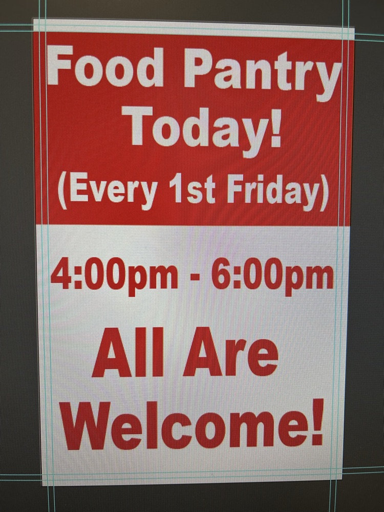 Food pantry today at 4 PM