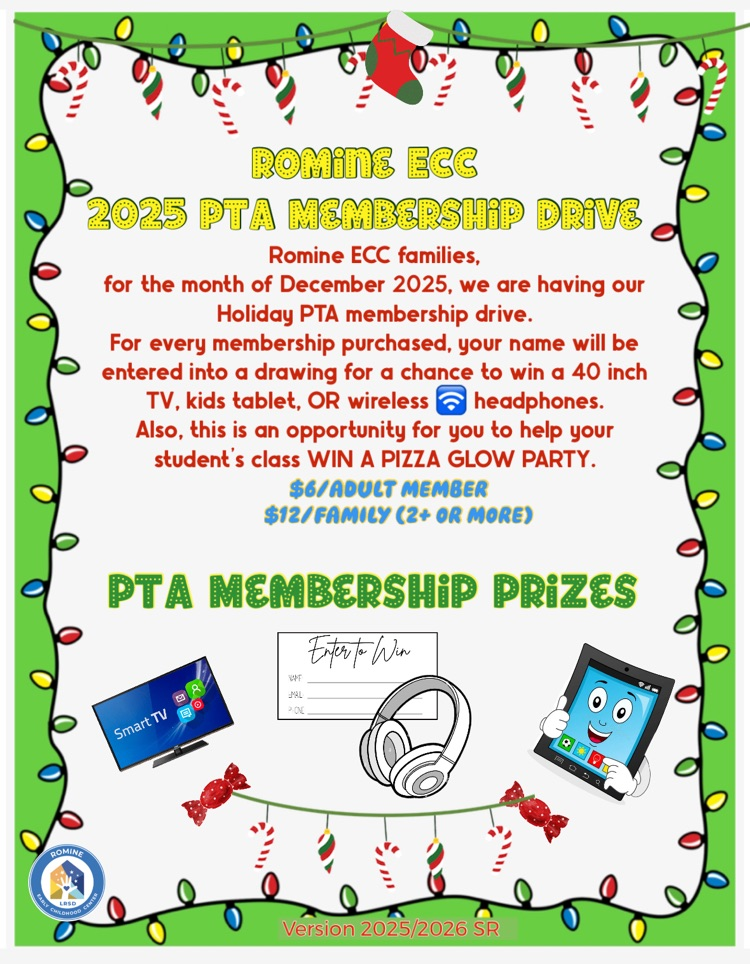 12/19/25 PTA sign up deadline for December 2025 door prize