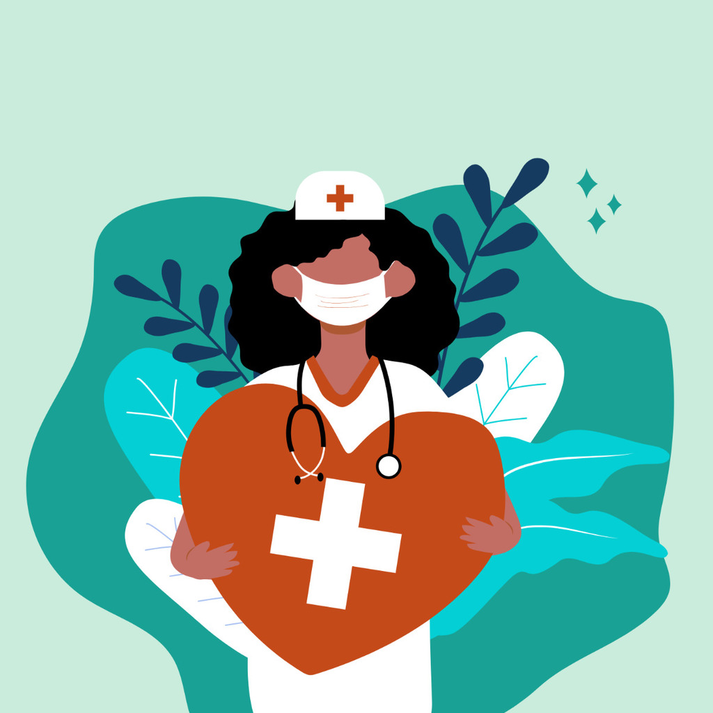cartoon image of a school nurse