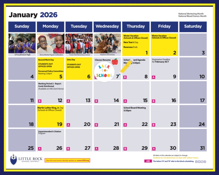 School starts back 1/7/26