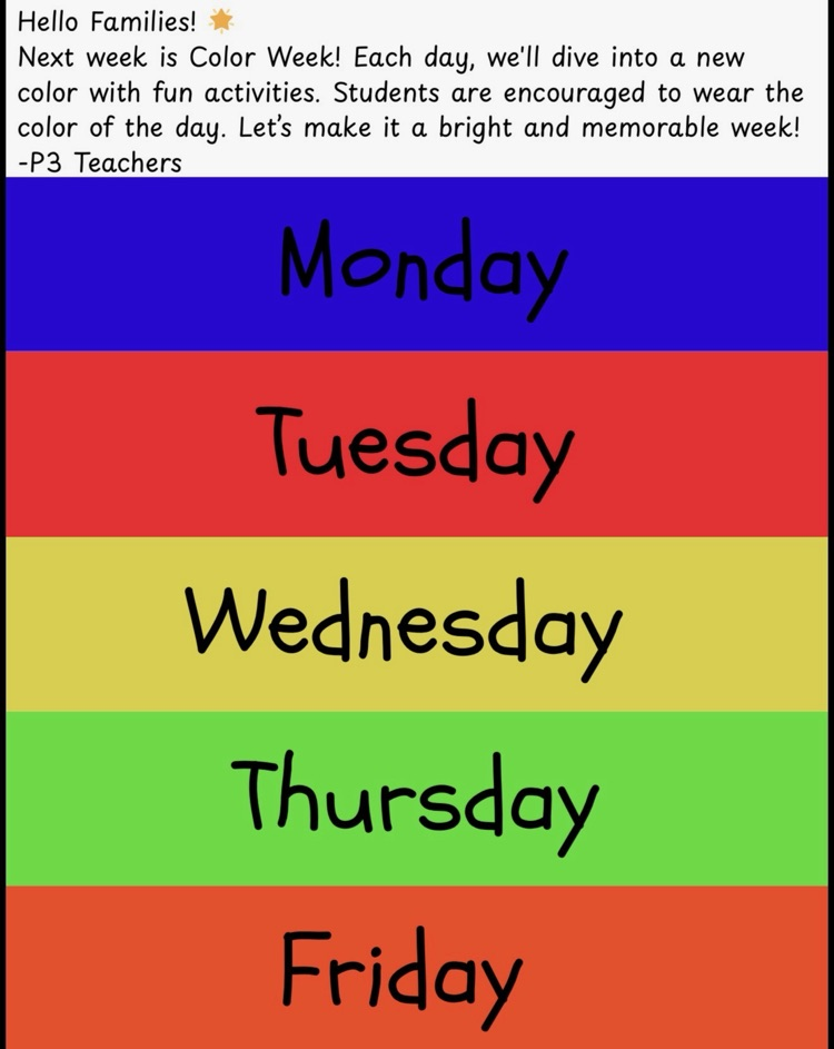 PreK 3 "Color Week”