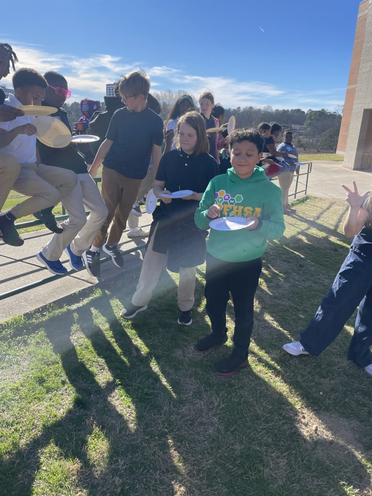 Students in 5th grade science made their own shadow clocks and were able to test them outside to see how the position of the sun can tell them the time of day! 