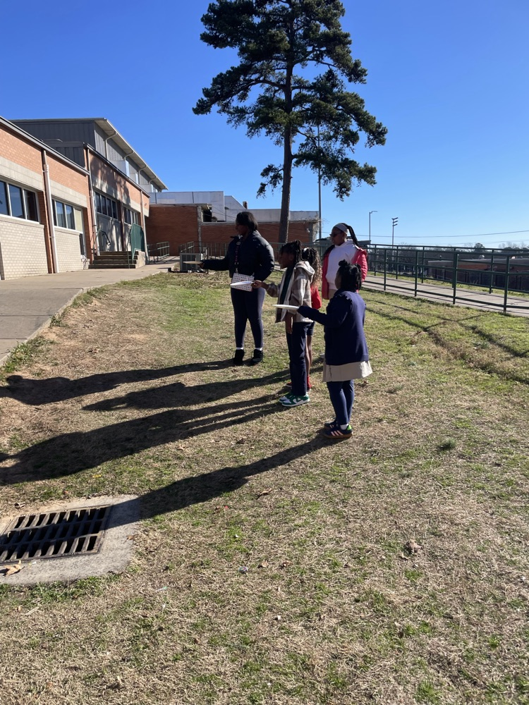 Students in 5th grade science made their own shadow clocks and were able to test them outside to see how the position of the sun can tell them the time of day! 