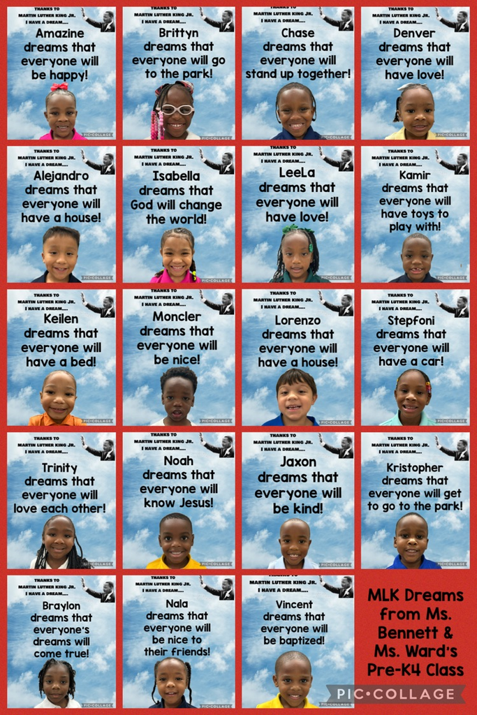 MLK Dreams from Ms. Bennett & Ms. Ward’s PreK 4 class!