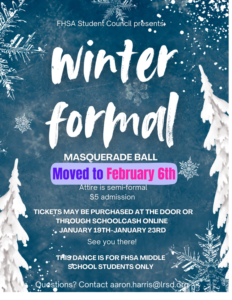 Winter Formal changed to February 6th