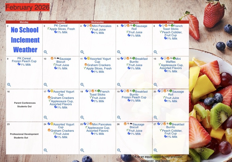 February Breakfast Menu