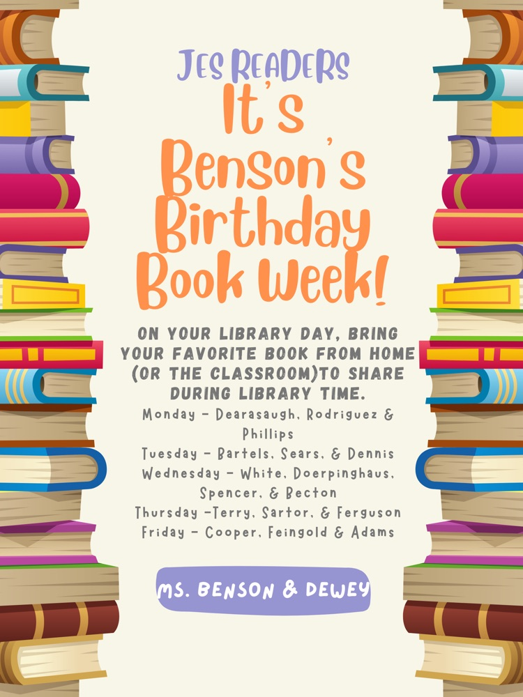 benson birthday book week bring your favorite book on your library day