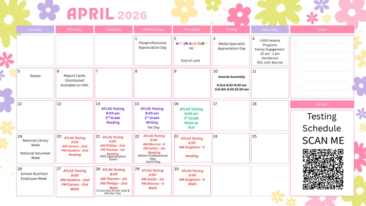 April Calendar English 