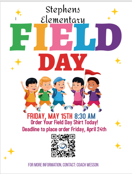 Start making payment for your field day shirts. Due April 24th! Schoolcashonline.com