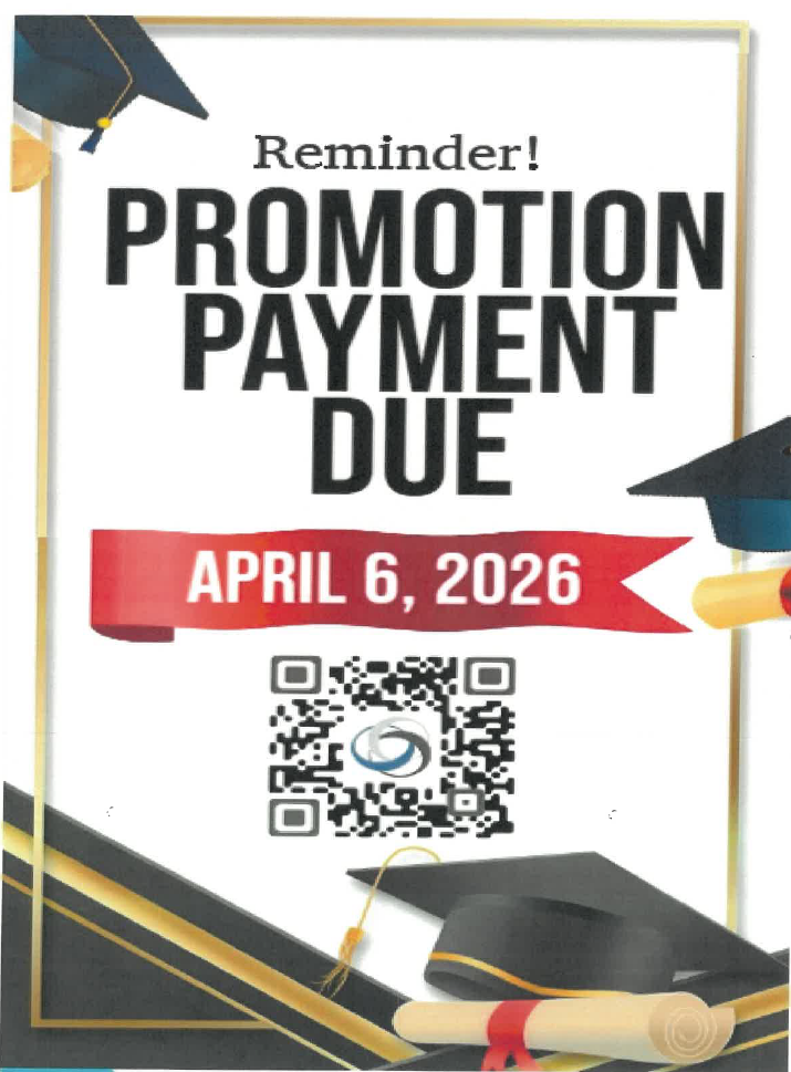 Promotion Payment due April 6th. Schoolcashonline.com