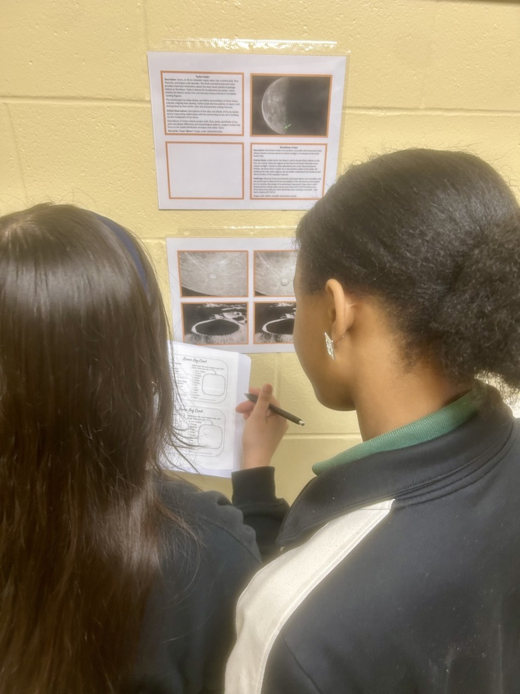 In anticipation of Artemis II’s lunar flyby this evening, Flight and Space students are using real NASA imagery to make observations like astronauts!  Students are identifying lunar features and learning how those features could have been created.