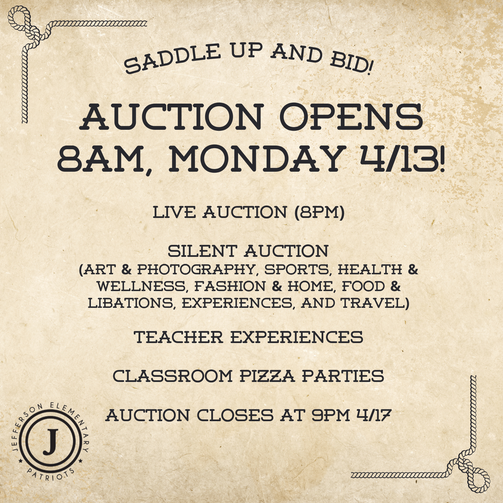 auction is open now silent auction to support JES