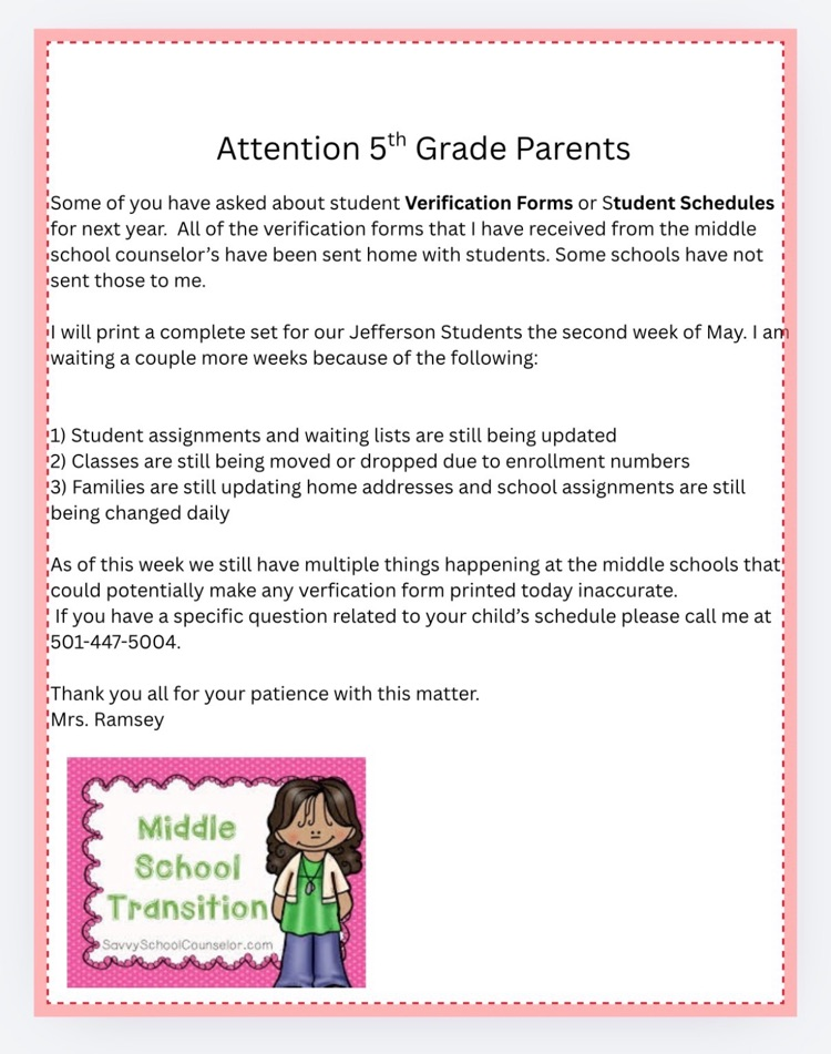 attention 5th grade parents