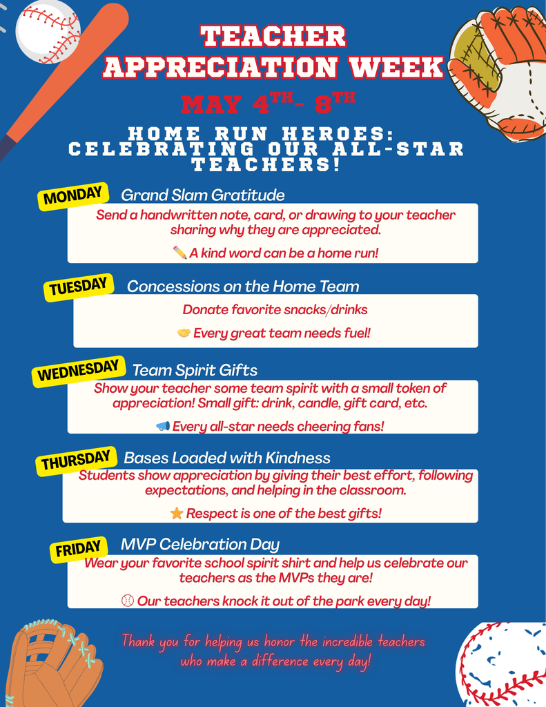 Teacher Appreciation Week May 4th- 8th