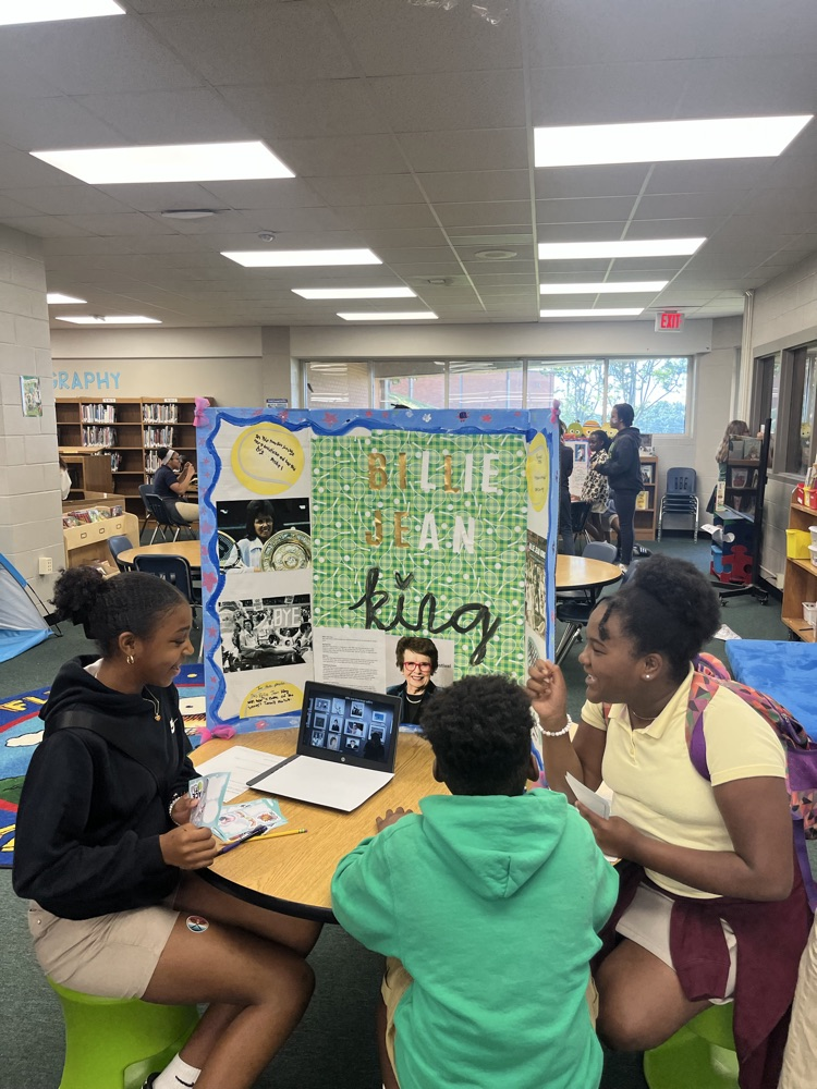 5th graders got to present their hard work on famous athletes today. They collaborated in groups researching how their athlete overcame barriers, wrote a paper together, and shared their knowledge with other students today.