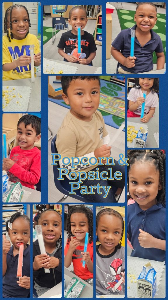 Mrs. Wilson and Mrs. Hughes pre-K 4 classroom had a fun day and ended the afternoon with a popcorn and popsicle party.