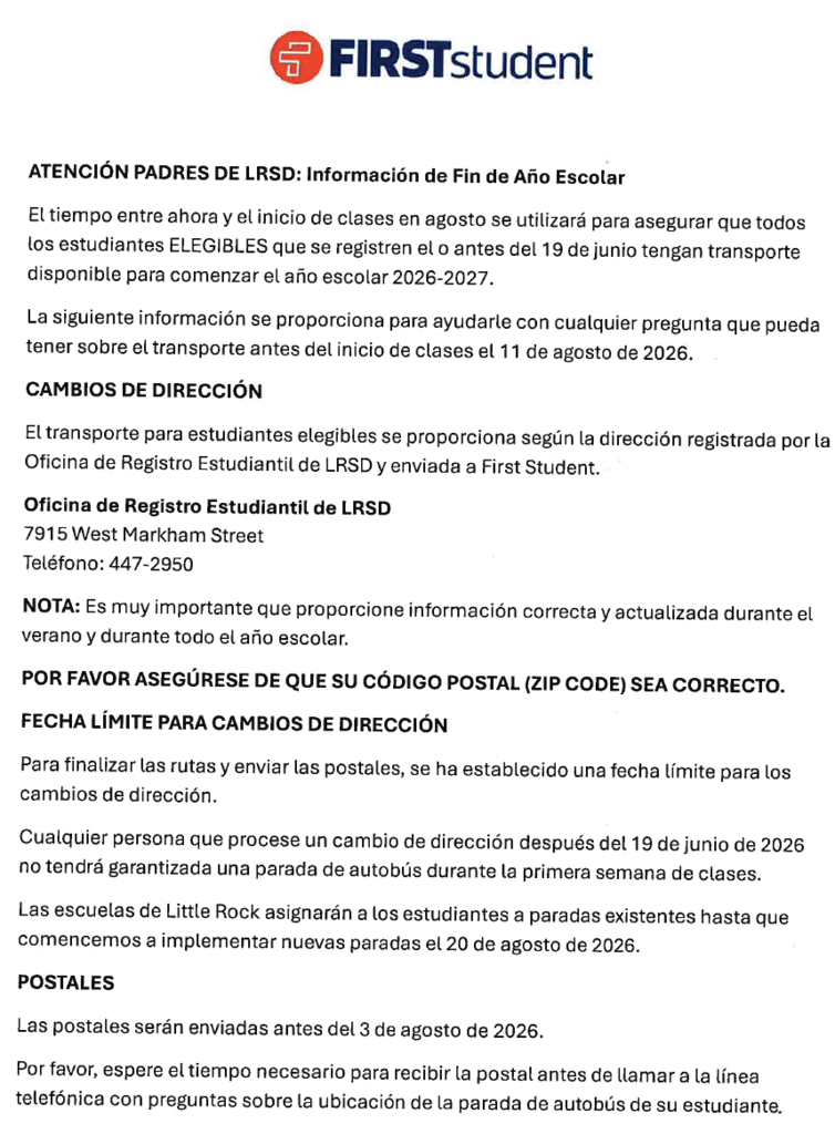 Bus Letter Spanish (page 1)