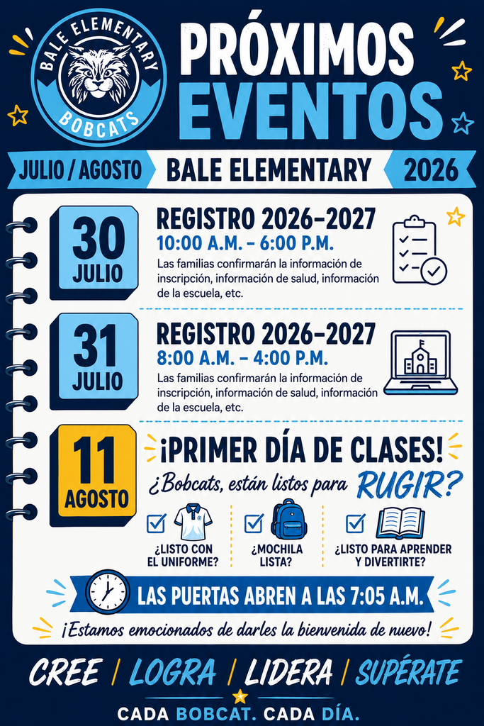 July 2026 Schedule of Events (Spanish)