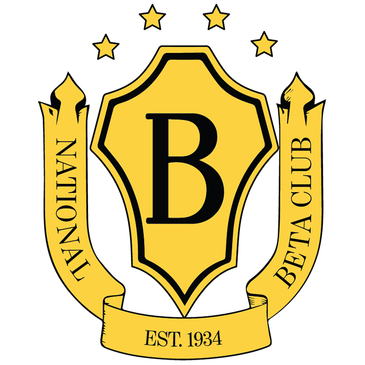 Gold and black emblem with a B in the middle. Says National Beta Club Est. 1934