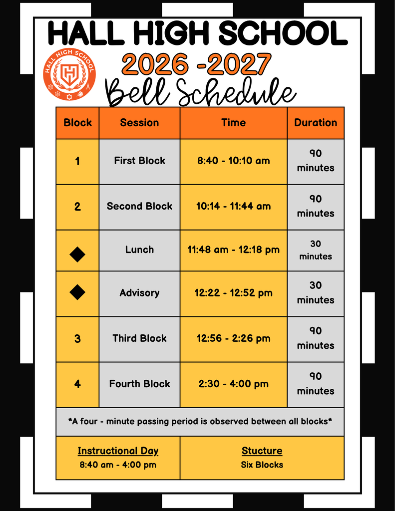 Hall High Bell Schedule
