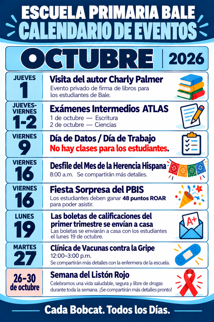 Oct. Event Calendar (Spanish)