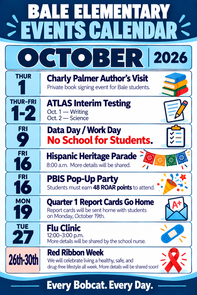 Oct. 2026 Event Calendar