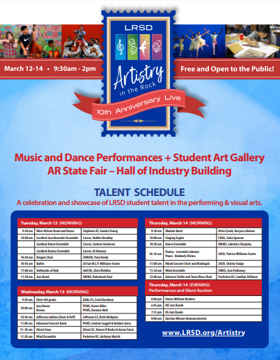 Artistry Schedule linked here:  https://5il.co/2gbkw