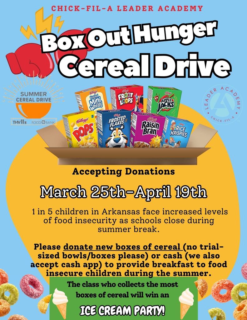 Chick-fil-A Leader Academy Cereal Drive 