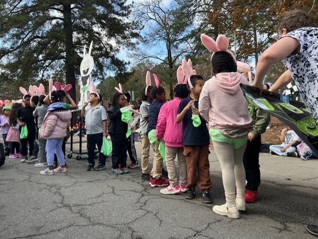 Students marching in Book themed parade.