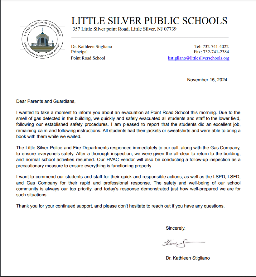 November 15th Evacuation Letter