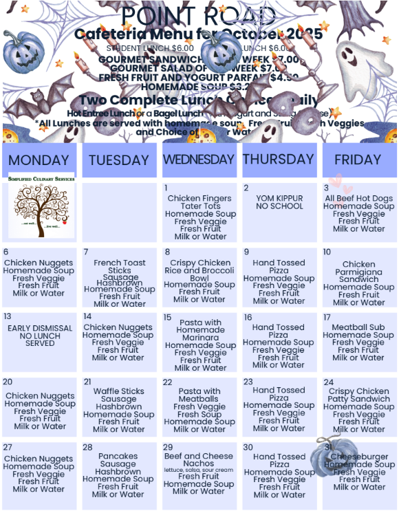 October Lunch Menu