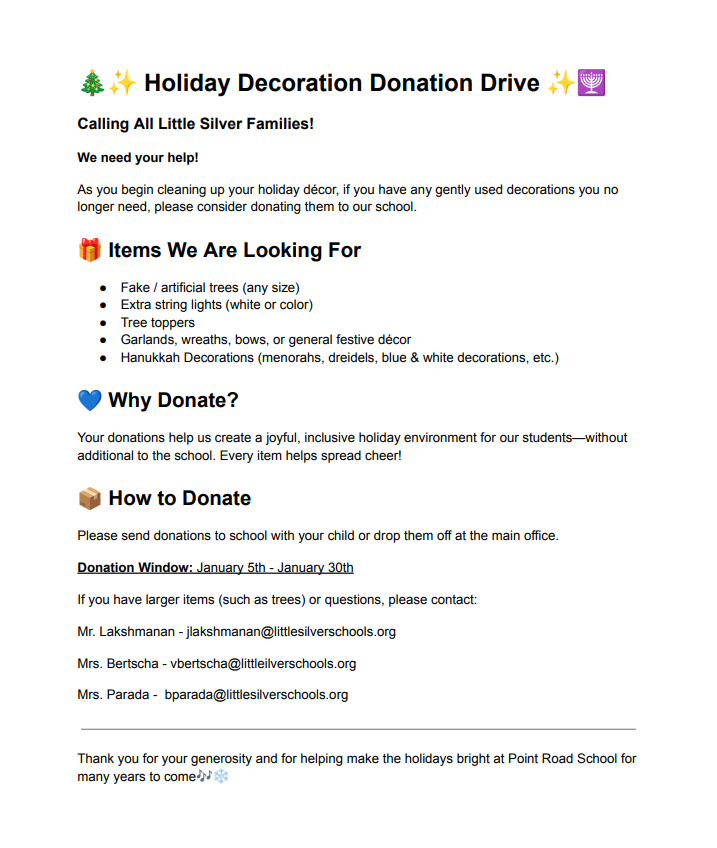 Holiday Decor Donations 