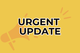 Yellow background with black block font reading Urgent Update