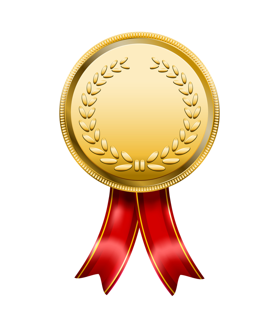 award with red ribbon