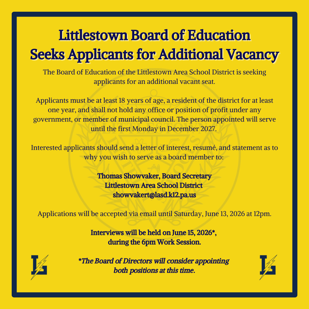 Littlestown Board of Education Seeks Applicants for Additional Vacancy