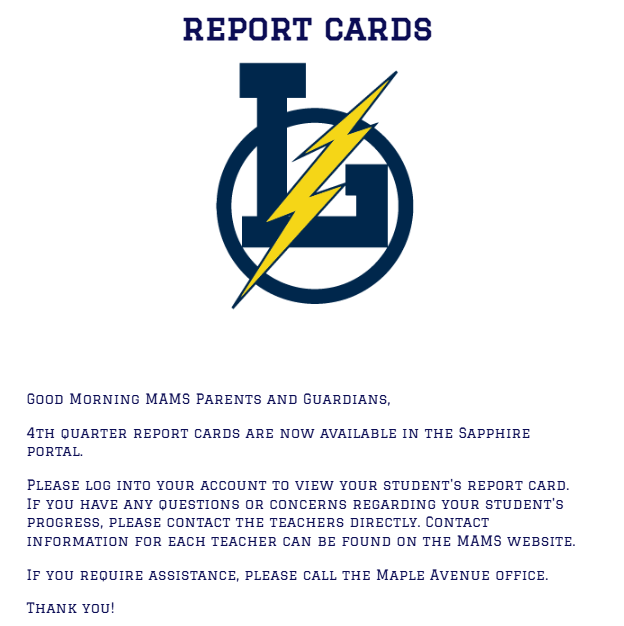 4th quarter report cards