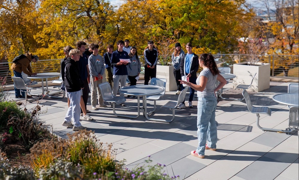 EPIC students get a tour of the College of Agricultural Sciences' green roof.