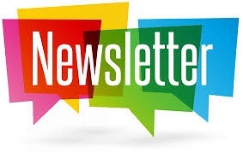 The image features the word "Newsletter" prominently displayed in bold, white letters. The letters are placed against a background of overlapping, colorful speech bubbles. The speech bubbles are in shades of red, yellow, green, and blue, creating a vibrant and dynamic composition. Each bubble is semi-transparent, allowing the overlapping areas to form new colors and visually blend together. The overall design is bright and eye-catching.