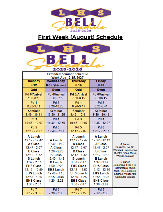 Purple and gold colors with LHS heading 