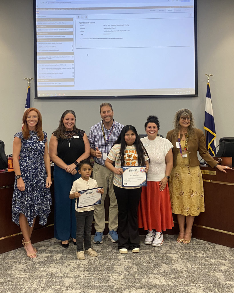 Students Juan Diego and Yarely with the Board of Education on August 14 during the Student Spotlight segment