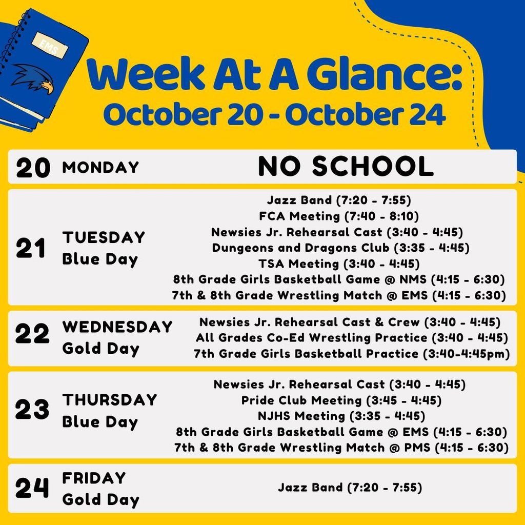 10/20-10/24 Week at a glance @ EMS