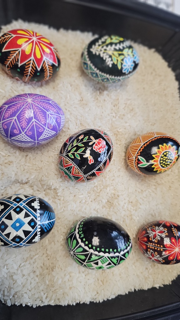 photos of traditional easter eggs decorated in various colors