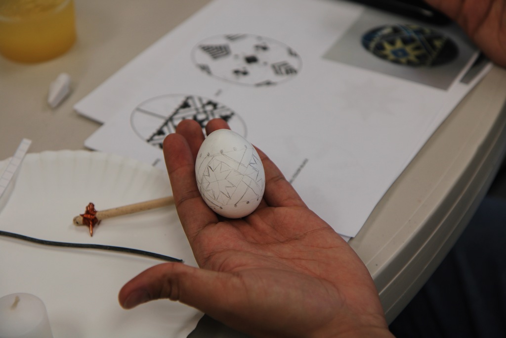 close-up image of an easter egg being decorated