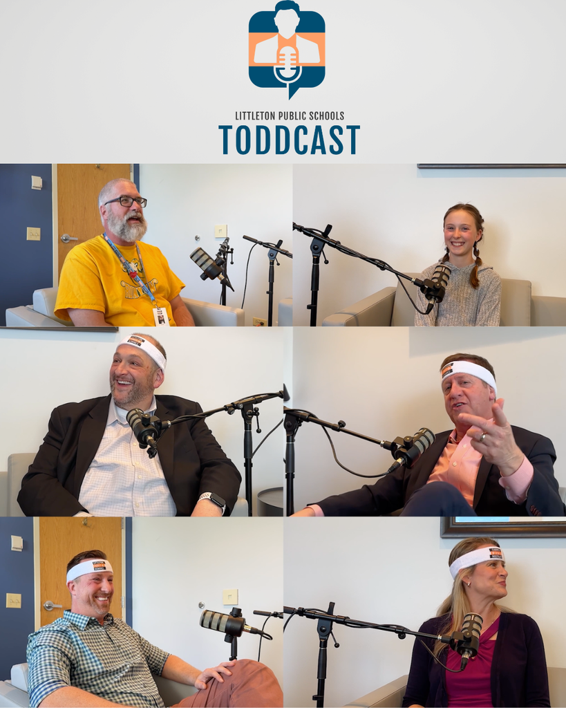 Graphic depicting the set of the LPS Toddcast with cohosts and 4 guests. LPS Toddcast logo appears on the top over a gray background.