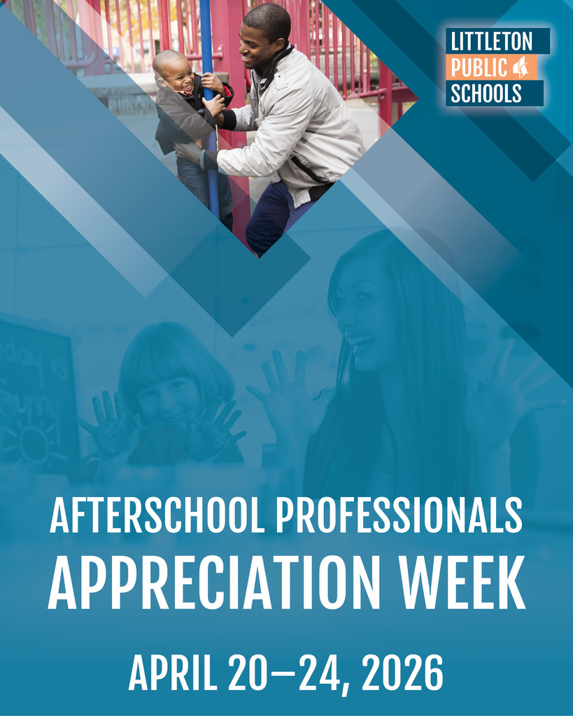 Graphic with blue background shows people and text reading "Afterschool Professionals Appreciation Week April 20–24, 2026."