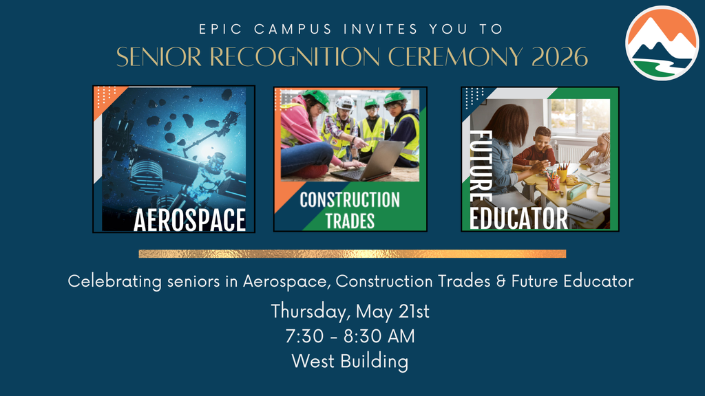 An event poster with blue background. It highlights three categories: Aerospace, Construction Trades, and Future Educator.