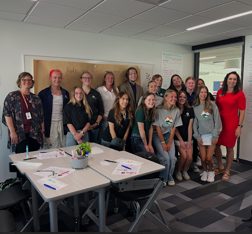 Future Educator students take a group photo on the first day of class.
