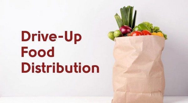 Food Distribution with bag of food showing