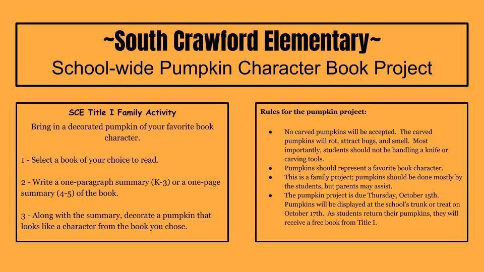 SCE Pumpkin Character Book Project